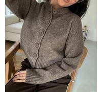 Seelio Frühling/Herbst Neue Damenmode Europäisch und Amerikanisch Vielseitig Figurbetont All-Match Minimalistisch Langarm Rundhals Strick-Cardigan Bra