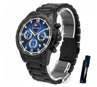 SEENERO Luxuriöse Herren-Armbanduhr aus Edelstahl, Quarz, Chronograph, wasserdicht, Mondphasen-Uhr mit leuchtendem römischen Diamant-Zifferblatt, modisches Kleid, Business-Zeitmesser, perfektes