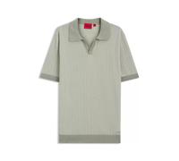 HUGO Pullover aus Baumwolle und Leinen mit Johnny-Kragen - Style Seeroy, 50557361 Hellgrün L