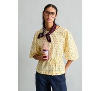 Kurzarmbluse MARC O'POLO DENIM "aus reiner Bio-Baumwolle", Damen, Gr. M, gelb (light gelb), Obermaterial: 100% Baumwolle, bedruckt, regular fit, Rückenausschnitt, elastischer Bund, Blusen (71183223-M)