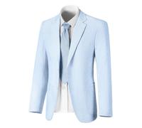 Seersucker Herren-Anzugjacke, schmale Passform, lässiger Blazer, Sommer, Sport, Mäntel, Hochzeit, Anzüge, Jacken, Abschlussball, Smoking, Blazer, Hell, blau, M