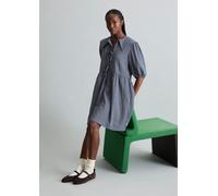 Minikleid MARC O'POLO DENIM "aus Baumwolle-Mix", Damen, Gr. XL, Normalgrößen, 3/4 Arm, light blau, Obermaterial: 50% Modal, 50% Baumwolle, kariert, regular fit knielang, Bündchen, Kleider Minikleid (7