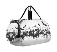 Seesack für Jungen oder Mädchen mit Schuhfach, schwarze Totenköpfe, Fledermaus, Sport, Reisetasche, Übernachtung