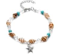 Seestern-Fußkettchen, Perlen, Muscheln, handgefertigt, Boho-Fußkettchen, Fußschmuck für Damen, bequemer Griff
