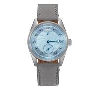 Seestern Sugess S451 Automatik Regulator Stahl Leder Grau Blau Herrenuhr, grau, Armband