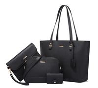 Segater 4er Set Handtaschen und Geldbörsen für Damen Klassische Tote tasche Mode Kunstleder Umhängetasche Shopper Work Top-Handle Tasche Kartenhalter