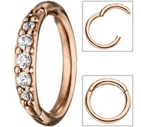 Segmentring Edelstahl rotgold farben beschichtet mit Kristallsteinen