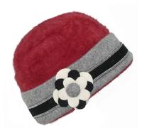 sehr feingestrickter Damenhut aus Wolle dunkelrot, Einheitsgröße