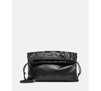 Sehr große Beuteltasche aus weichem Leder mit Crinkle-Effekt schwarz