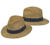 Sehr leichter Strohhut aus 2 Stroharten kombiniert marine, 59