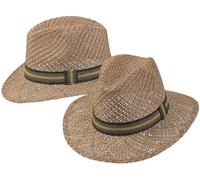 Sehr leichter Strohhut mit braunem Band aus 2 Stroh arten kombiniert braun, 58