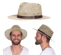 Sehr leichter Strohhut mit braunem Band natur, 58