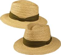 Sehr leichter Strohhut mit Stoffband braun, 55