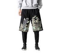 Seidarise Haremshose für Herren, Hip-Hop-Jogger, weite Beine, lässig, Leinen, japanisches Yoga - - XX-Large