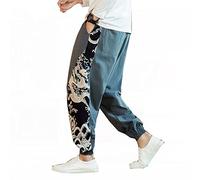 Seidarise Herren-Cargo-Jogginghose aus Leinen, japanische Hip-Hop-Sweathose, Haremshose, Sport, Grün , Mittel