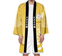 Seidarise Herren Demon Slayer Haori, Lange Kimono Cardigan Jacke Japanischer Stil Flying Crane Sieben Ärmel Open Front Mantel - - X-Small