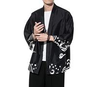 Seidarise Herren-Kimono-Cardigan mit Sieben Ärmeln, einfarbig, Vorderseite offen - Mehrfarbig - Groß