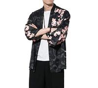 Seidarise Herren-Kimono-Cardigan mit sieben Ärmeln, einfarbig, Vorderseite offen - - Mittel