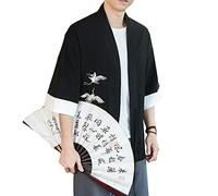 Seidarise Herren Kimono Traditionelle Japanische Kleidung Männliche Strickjacke Noragi Jacke Yukata Mantel Haori, T-62black, Large