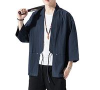 Seidarise Kimono Herren Traditionelle Japanische Kleidung Herren Weste Noragi Jacke Yukata Jacke Haori, zb-grau, XXL