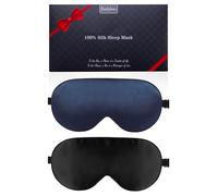 Seiden-Schlafmaske, 2er-Pack Augenmaske aus 100% echter natürlicher reiner Seide mit verstellbarem Riemen, Augenmaske zum Schlafen, BeeVines Augen-Schlafschutz für Yoga-Reisen, blockiert Licht