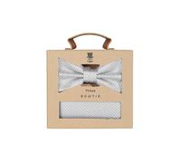 Prince Bowtie Set Fliege, Einstecktuch grau, Gemustert