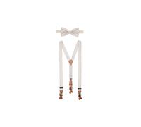 SEIDENFALTER Hosenträger Set mit Fliege und Knopf-Clips beige