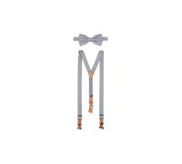 SEIDENFALTER Hosenträger Set mit Fliege und Knopf-Clips dunkelblau