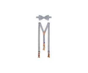 SEIDENFALTER Hosenträger Set mit Fliege und Knopf-Clips dunkelblau