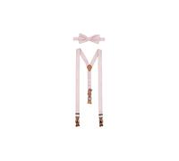 SEIDENFALTER Hosenträger Set mit Fliege und Knopf-Clips rosa