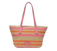 Seidenfelt Savonlinna - Shopper 47 cm (natural straw with pink&orange stripes)