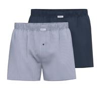 Seidensticker Herren Web-Boxershorts, 2er-Pack – Baumwolle, Logo – Blau L