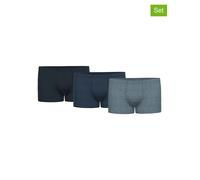 Seidensticker Herren Boxershorts, 3er Pack - Trunk 3-Pack, Single Jersey, Baumwollmischung, einfarbig Schwarz/Blau L