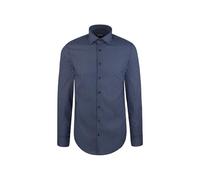 Businesshemd SEIDENSTICKER "Schwarze Rose", Herren, Gr. M (39), normale Ärmellängen, blau (dunkelblau), 100% Baumwolle, bedruckt, slim fit, 2-Knopf-Manschette, Hemden, Slim 1/1 Kentkragen Druck (95408