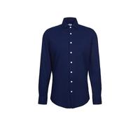Businesshemd SEIDENSTICKER, Herren, Gr. XL (44), normale Ärmellängen, blau (dunkelblau), 100% Baumwolle, Strukturmuster, slim fit, 2-Knopf-Manschette, Hemden, Slim 1/1 Kentkragen Struktur (62663848-44
