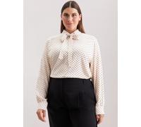Schluppenbluse SEIDENSTICKER "Schwarze Rose", Damen, Gr. 4XL (48), weiß (sanftes weiß), 100% Viskose, gemustert, regular fit, Langarm, Blusen, 1/1 Druck (71991547-48) sanftes weiß