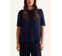 Shirtbluse SEIDENSTICKER "Schwarze Rose", Damen, Gr. S (36), blau (dunkelblau), 100% Polyester, unifarben, regular fit, U-Boot-Ausschnitt, Halbarm, Blusen, Kurzarm U-Boot Uni (54802633-36) dunkelblau