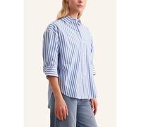 Longbluse SEIDENSTICKER "Schwarze Rose", Damen, Gr. M (38), blau (hellblau), 100% Baumwolle, gestreift, oversize, ohne Ausschnitt, Halbarm, Blusen, Kurzarm Kragen Streifen (43818436-38) hellblau