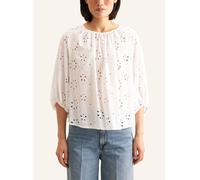 Shirtbluse SEIDENSTICKER "Schwarze Rose", Damen, Gr. L (40), weiß, 75% Baumwolle 25% Polyester, unifarben, regular fit, Rundhals, Blusen, 3/4-Arm Rundhals Stickerei (38029112-40) weiß