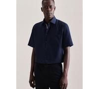 Businesshemd SEIDENSTICKER "Regular", Herren, Gr. XL (44), normale Ärmellängen, blau (dunkelblau), 100% Baumwolle, unifarben, regular fit, Kurzarm gerader Abschluss, Hemden, Regular Kurzarm Kentkragen