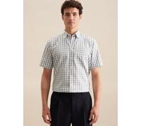 Businesshemd SEIDENSTICKER "Regular", Herren, Gr. 3XL (48), normale Ärmellängen, grün, 100% Baumwolle, kariert, regular fit, Kurzarm gerader Abschluss, Hemden, Regular Kurzarm Button-Down-Kragen Karo