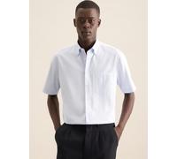 Businesshemd SEIDENSTICKER "Regular", Herren, Gr. L (41), normale Ärmellängen, blau, 100% Baumwolle, Strukturmuster, regular fit, Kurzarm gerader Abschluss, Hemden, Regular Kurzarm Button-Down-Kragen 