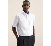 Businesshemd SEIDENSTICKER "Regular", Herren, Gr. 3XL (48), normale Ärmellängen, blau, 100% Baumwolle, kariert, regular fit, Kurzarm gerader Abschluss, Hemden, Regular Kurzarm Button-Down-Kragen Karo