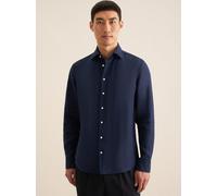 Seidensticker Business Hemd Herren Slim Fit Leinen blau, 44
