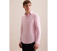 Businesshemd SEIDENSTICKER "Slim", Herren, Gr. M (40), normale Ärmellängen, rosa (hellrosa), 100% Leinen, unifarben, slim fit, 2-Knopf-Manschette, Hemden, Slim 1/1 Kentkragen Uni (40494338-40) hellros