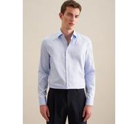 Businesshemd SEIDENSTICKER "Schwarze Rose", Herren, Gr. M (40), normale Ärmellängen, blau, 100% Baumwolle, unifarben, skinny fit, 2-Knopf-Manschette, Hemden, X-Slim 1/1 Kentkragen Uni (46554438-40) bl