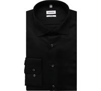 Businesshemd SEIDENSTICKER, Herren, Gr. XL (44), normale Ärmellängen, schwarz, 100% Baumwolle, unifarben, tailored fit, Langarm 2-Knopf-Manschette, Hemden, Shaped Kentkragen Uni (11956445-44) schwarz