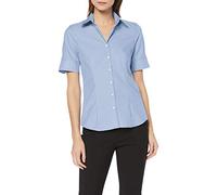 Größe 48 Seidensticker Schwarze Rose Bluse Modern Fit Hellblau Kurzarm Fil á Fil leicht tailliert geschnitten Kentkragen 100% Baumwolle Bügelfrei