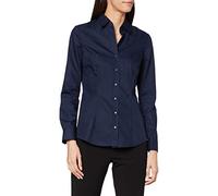 Größe 38 Seidensticker Schwarze Rose Bluse Slim Fit Dunkelblau Langarm Fil á Fil tailliert geschnitten Kentkragen 100% Baumwolle Bügelfrei