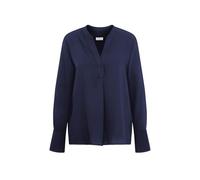 Klassische Bluse SEIDENSTICKER "Schwarze Rose", Damen, Gr. 3XL (46), blau (dunkelblau), 100% Polyester, unifarben, regular fit, ohne Ausschnitt, Langarm, Blusen, Tunika Uni (14568813-46) dunkelblau